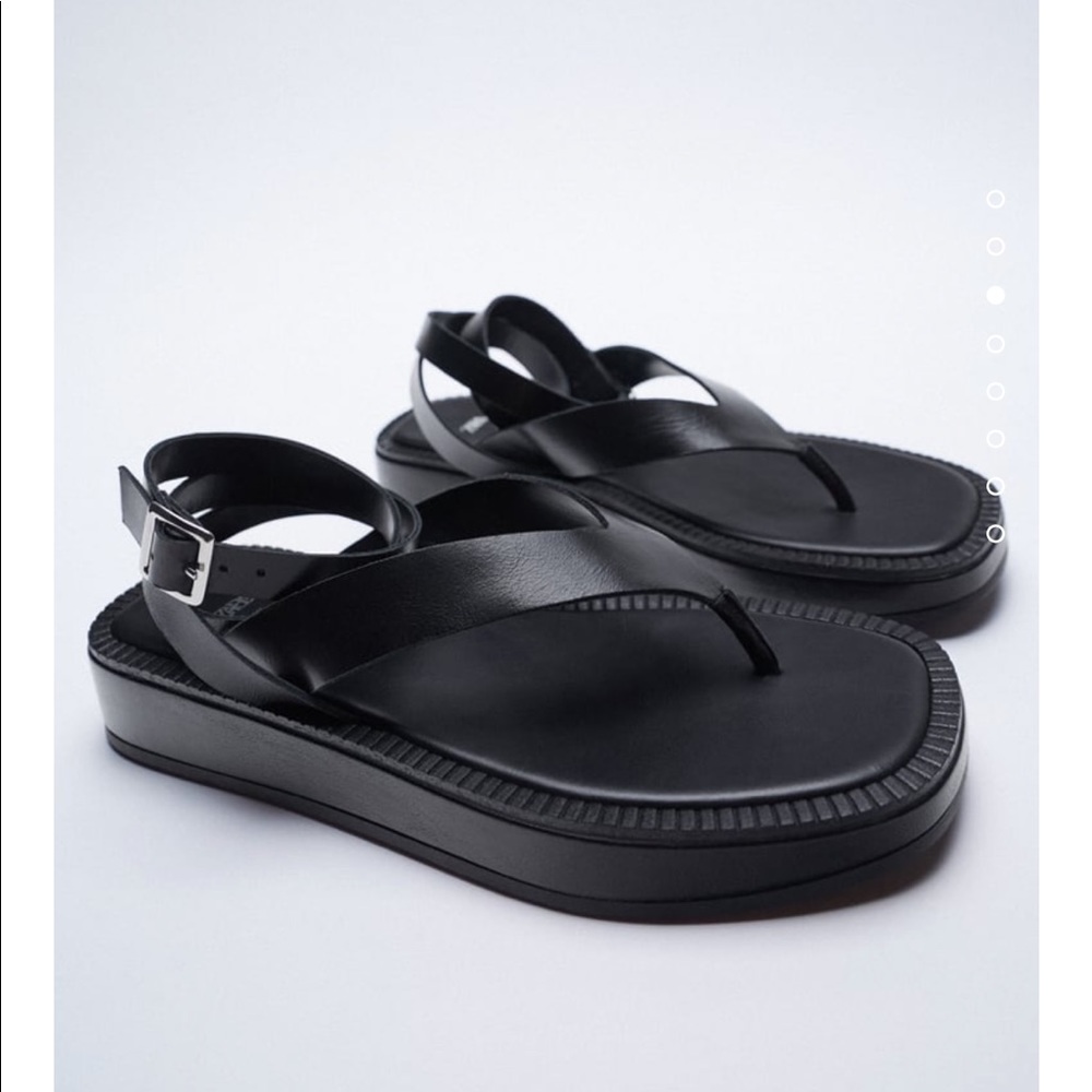 ZARA Tied Flat Leather Sandals ✨✨ out of stock at Zara